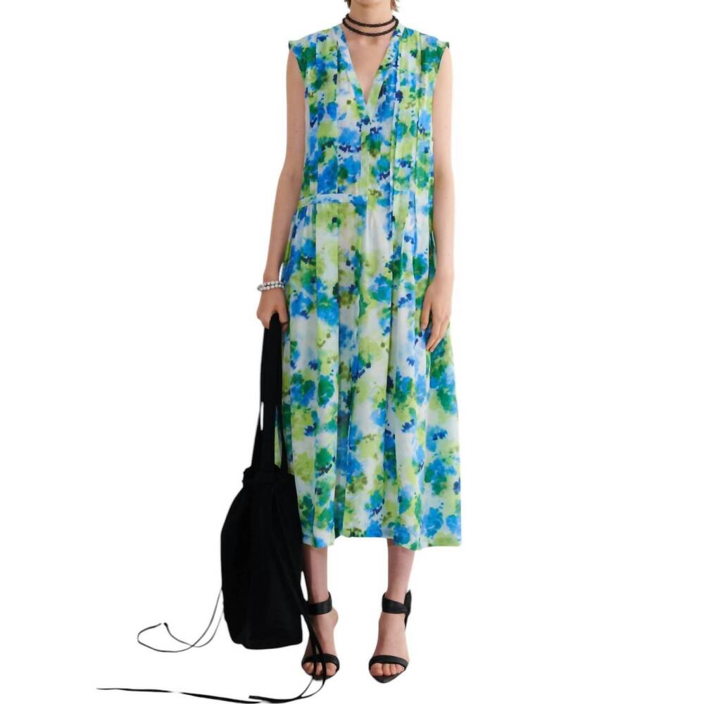 NEW CHRISTIAN WIJNANTS delele dress in lime blue marigolds